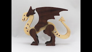 Handmade Wood Dragon Made From Poplar and Walnut Hardwoods 995048179