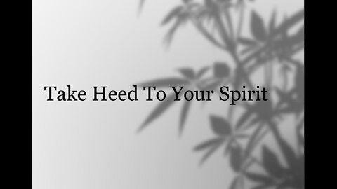 Take Heed to Your Spirit