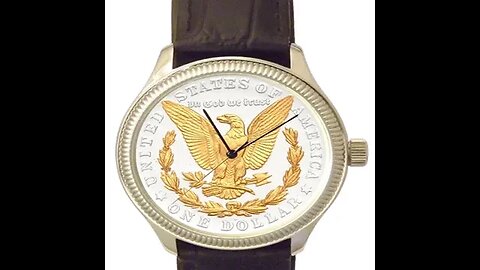 MORGAN SILVER DOLLAR MEN'S COIN WATCH 24K HIGHLIGHTS AND LEATHER STRAP