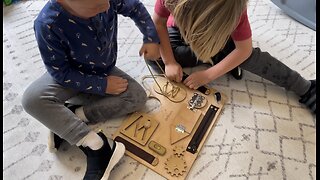 deMoca Busy Board Montessori Toy for Toddlers, Wooden, 10 Activities to Develop Fine Motor Skills