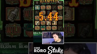 Getting HUGE WIN On WANTED DEAD OR A WILD SLOT!! CODE: RORO #shorts #stake #casino#shortsyoutube