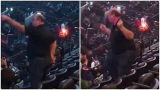 Funny man shows his dance moves before concert