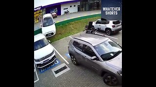 Unbelievable Car Mishap: From One Parking Space to Another #shorts #parking #cars #crash #vehicle