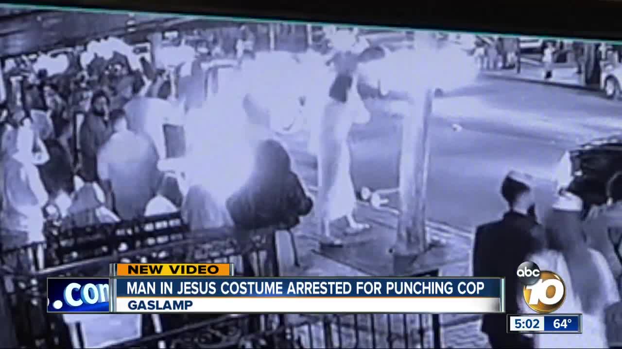 Man dressed as Jesus punches cop