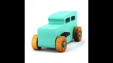 Handmade Wooden Toy Car Hot Rod Based on the 1932 Ford Sedan From the Hot Rod Freaky Ford Series