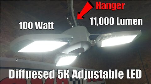 Ultimate Hanging Bright LED Garage Light 100 Watt 5K Adjustable With 11000 Lumens Best Deformable