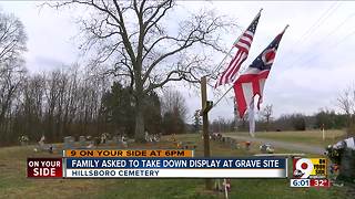Cemetery asks family to remove vet's display