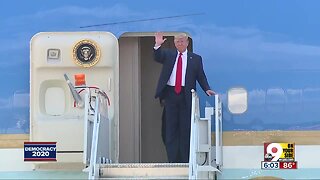 President Trump arrives for rally in Cincinnati
