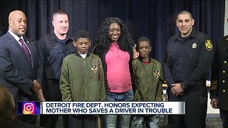 Detroit fire department honors expectant mother who saved driver