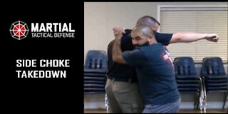 Side choke takedown