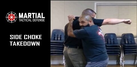 Side choke takedown