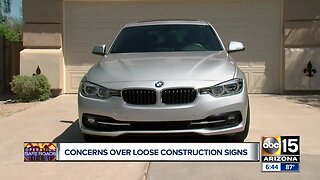 Valley man fighting for answers after construction sign slams into their car