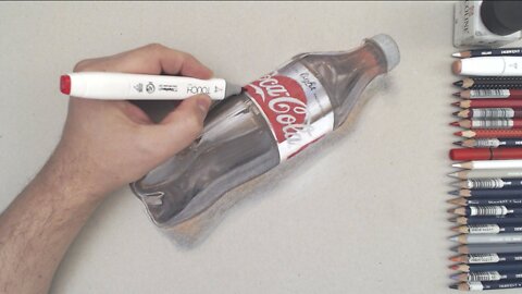 Drawing 3d Coca-Cola bottle