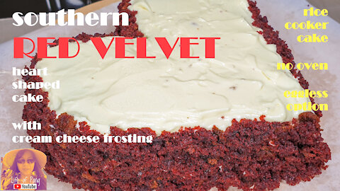 Southern Red Velvet Heart Shaped Cake | Valentine's Day Cake | EASY RICE COOKER CAKE RECIPES