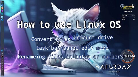 OS - How to use Linux (converting files unmount drive and task bar panel edit mode) part 2