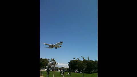Watching the planes land at LAX with my grandson Lucas