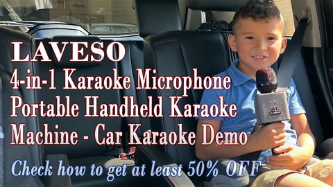LAVESO 4-in-1 Karaoke Microphone Portable Handheld Karaoke Machine Car Karaoke Demo - Best for Kids