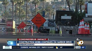 Construction work continues on Harbor Drive
