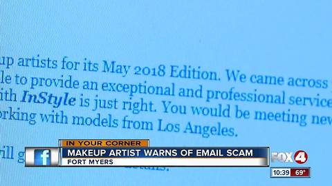 Makeup Artists Warns of Email Scam