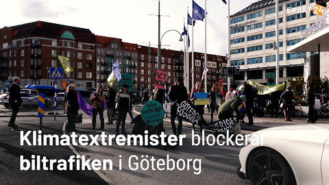 Klimatextremister blockerar biltrafiken i Göteborg