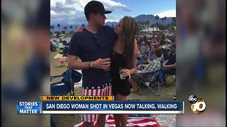 San Diego woman shot in Vegas now talking, walking