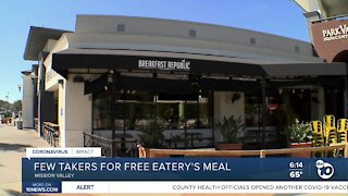 Few takers for San Diego restaurant free meals