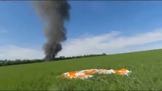 Russian Su 25 was hit by a missile and Russian pilot had to ejecting from the plane.