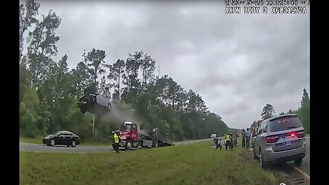 Car Launches Off Tow Truck Ramp in Lowndes County, Georgia