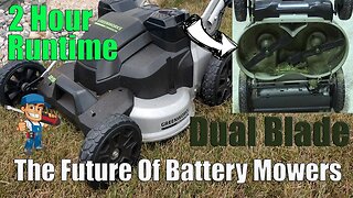 2 Hours of Runtime! Greenworks Commercial Mower GMS 250 25" 82-Volt Self Propelled Lawnmower
