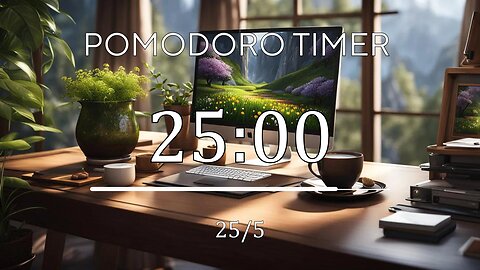 25/5 Pomodoro Timer 📗Calming Piano + Frequency for Relaxing, Studying and Working 📗