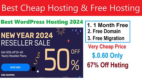 Best WordPress Hosting 2024 Reviews ~ 1 Month Free ~ Cheap Hosting With Free Domain Name