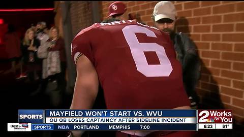 Baker Mayfield won't start, stripped of captaincy for West Virginia game