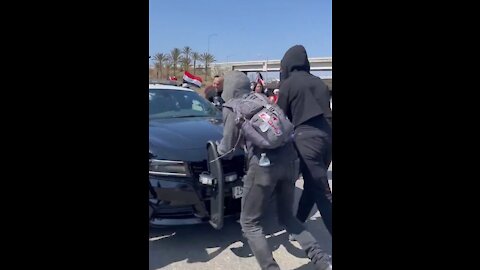 Antifa Tries To Block A Cop Car and It Doesn't Go Well