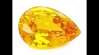 Chatham Pear Shape Yellow Sapphire: Lab-grown pear yellow sapphire, medium tone