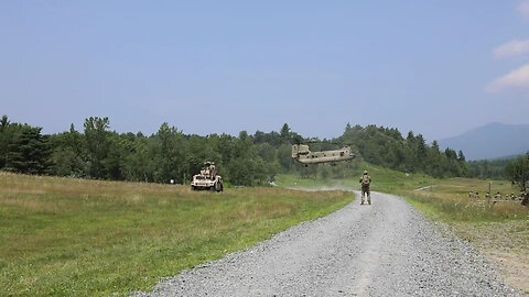 Delta Company 3-172nd Infantry Conduct Chinook Sling Load Training