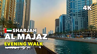 🇦🇪Sharjah Al Majaz, Evening City Center - Walking Tour 4K