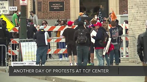 Dozens of Trump supporters protest outside TCF Center Friday, claiming election was 'stolen'