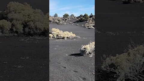 Black GRITTY BASE of MAROON CRATER Arizona an Extinct Volcano on our Jeep Cherokee Adventure