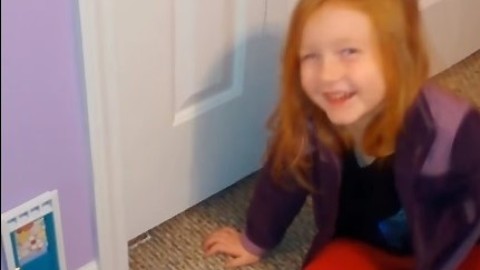 A tiny door appears in this girl's bedroom. Her reaction when she finds out why is priceless!