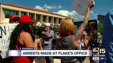 4 arrested in protest at Sen. Flake's office over Kavanaugh nomination