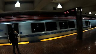 BART train take off, POWELL STATION, San Francisco California