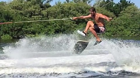 Epic wakeskating stunts captured in slow motion