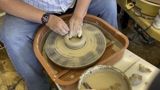 Step 1: of making a small (cup) cylinder on the pottery wheel￼