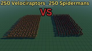 250 Velociraptors Versus 250 Spidermans || Ultimate Epic Battle Simulator