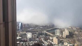 Tidsforløb af snestorm, der nærmer sig Philadelphia
