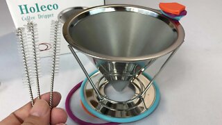 Reusable Stainless Steel Cone Pour Over Coffee Dripper Maker by Holeco