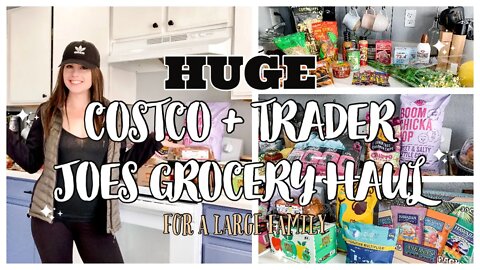 HUGE COSTCO + TRADER JOES GROCERY HAUL FOR A LARGE FAMILY | HEALTHY SHOPPING ON A BUDGET