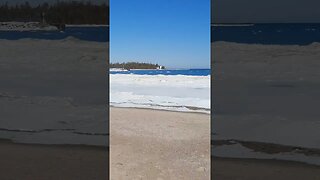 Old Presque Isle Lighthouse Frozen Beach View