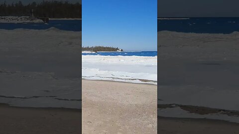 Old Presque Isle Lighthouse Frozen Beach View