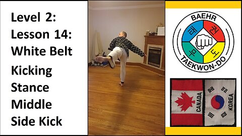 Baehr Taekwondo: 02-14: Yellow Stripe - Kicking Stance - Middle Side Kick